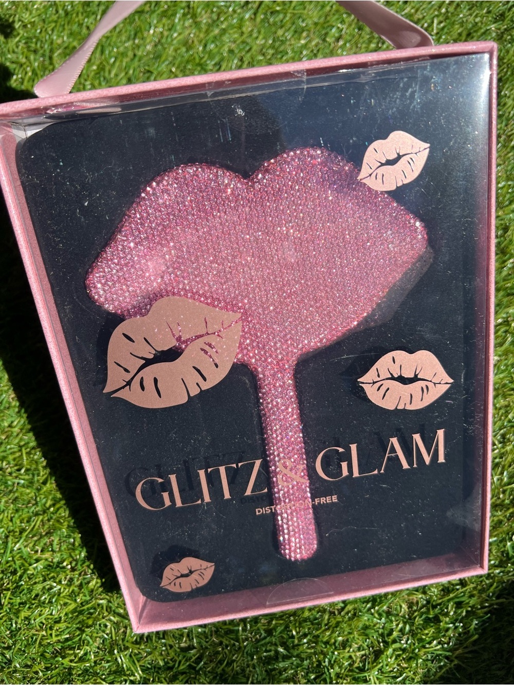 PINK BLING Lip Handheld Mirror